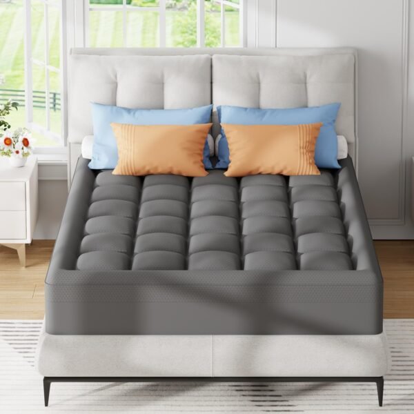 Dual Layer Memory Foam Mattress Topper Twin XL,2 Inch Gel Memory Foam and 1 Inch Cooling Pillow Top Mattress Pad Cover for Back Pain, Medium Support, Viscose Made from Bamboo Cover, Grey - Image 8