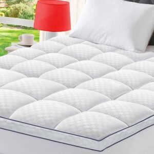 Twin XL Mattress Topper Extra Thick Pillowtop Cooling Plush Mattress Pad Cover Protector with 8-21 Inch Deep Pocket 3D Snow Down Alternative Fill White