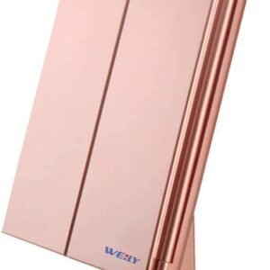 WEILY Makeup Mirror with 21 LED Lights,Two Power Supply, Touch Screen and 1x/2x/3x Magnification Tri-Fold Vanity Mirror for Makeup Desk(Rose Gold)