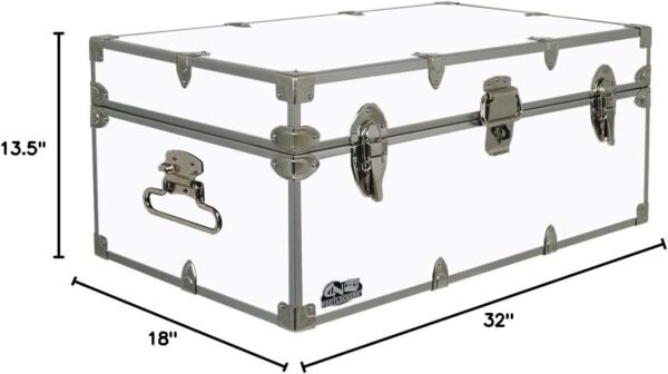 C&N Footlockers - Full-Size Happy Camper Trunk - #1 Summer Camp Trunk - Made in the USA - Steel Footlocker with Lid Stay - 32 x 18 x 13.5 Inches (White) - Image 4