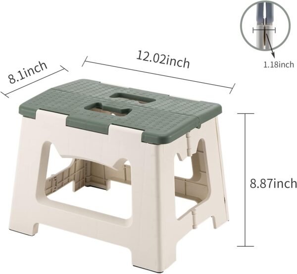 Kitty Folding Stool, 9 Inches, Non-Slip Folding Step Stool,Great for Kitchen, Bathroom, Bedroom, Kids or Adults (Green) - Image 2