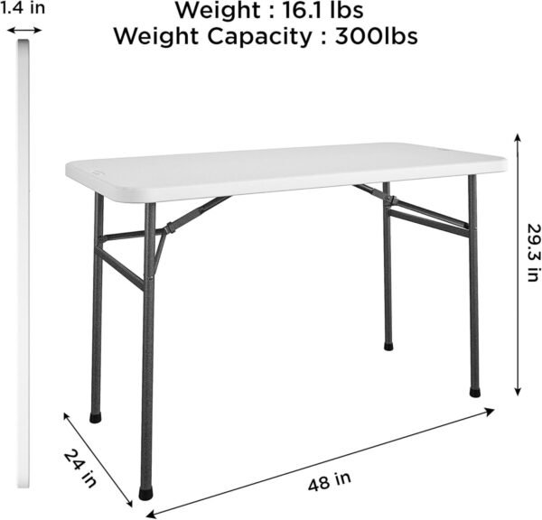 COSCO 4 ft. Straight Folding Utility Table, White, Indoor & Outdoor, Portable Desk, Camping, Tailgating, & Crafting Table - Image 3