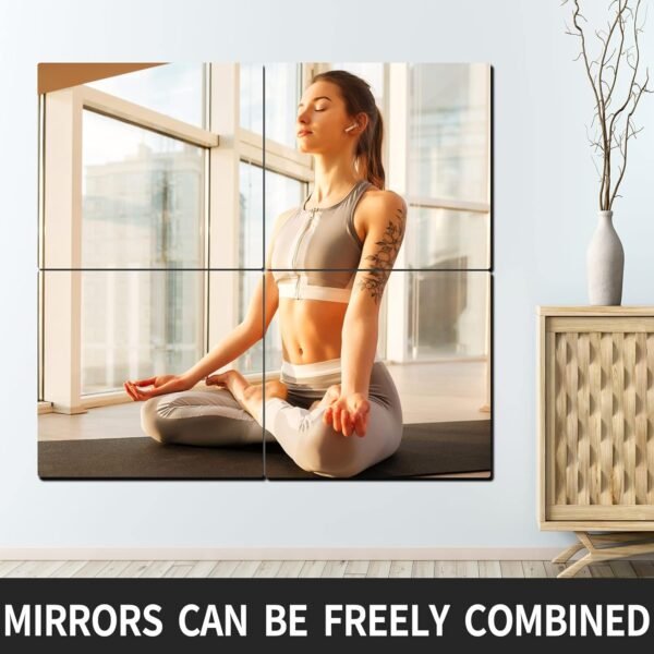 Kids Safety Unbreakable Mirror,Acrylic Shatterproof Mirrors Full Length,Extra Thick1/8 12"x12"x4 Pack,Children Non Glass Stick on Mirror,Gym Mirrors for Home Workout,Bedroom Body Mirrors Wall - Image 4