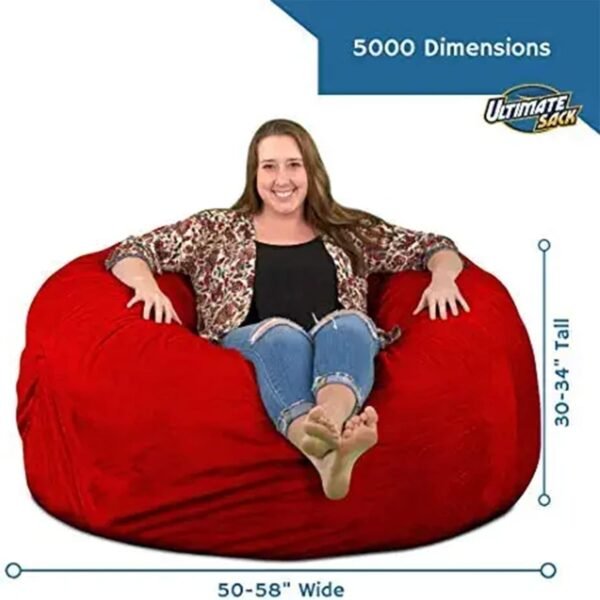 ULTIMATE SACK 5ft Bean Bag Chair & Footstool, Oversize Bean Bag Chair for Adults, Comfy Chair Bean Bag Couch Lounge Sofa Loveseat Furniture | Brown Suede - Image 3
