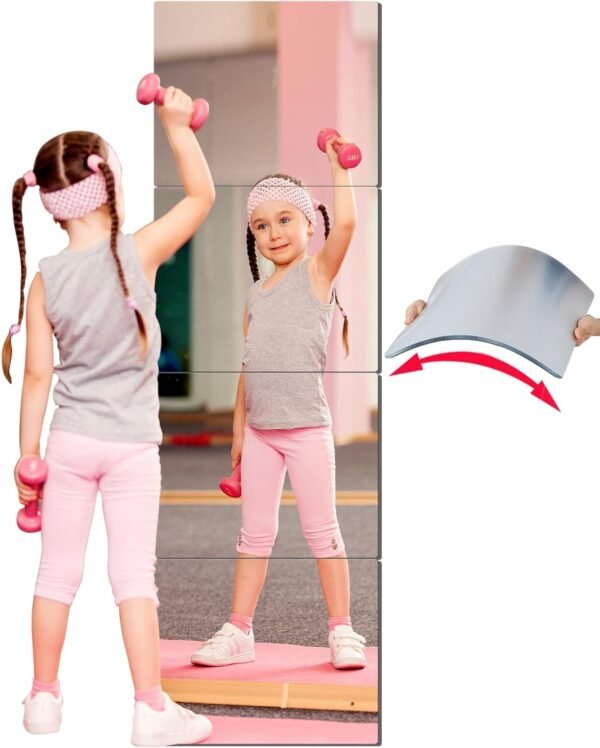 Kids Safety Unbreakable Mirror,Acrylic Shatterproof Mirrors Full Length,Extra Thick1/8 12"x12"x4 Pack,Children Non Glass Stick on Mirror,Gym Mirrors for Home Workout,Bedroom Body Mirrors Wall