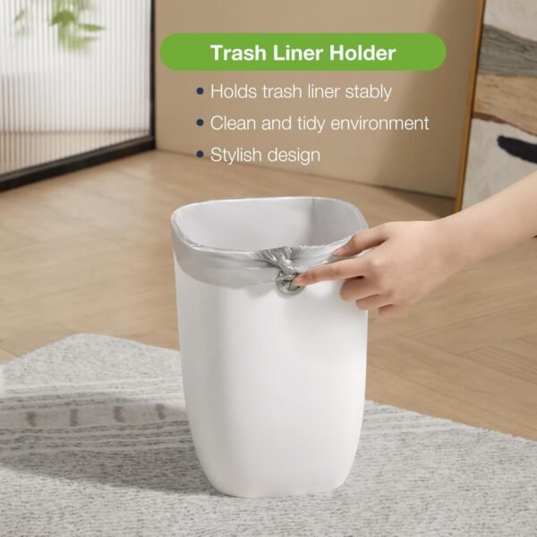 Bathroom Trash Can, Green Trash Can with Trash Liner Holder, Plastic Rectangular Garbage Can for Kitchen, Bedroom, Living Room, Small Modern Indoor Waste Basket, 1.8 Gallons/ 7 Liter, Green - Image 4