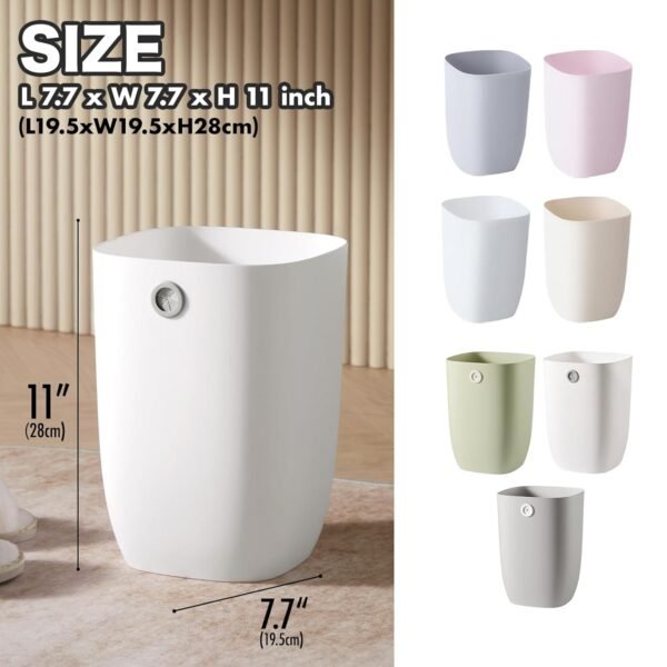 Bathroom Trash Can, Green Trash Can with Trash Liner Holder, Plastic Rectangular Garbage Can for Kitchen, Bedroom, Living Room, Small Modern Indoor Waste Basket, 1.8 Gallons/ 7 Liter, Green - Image 3