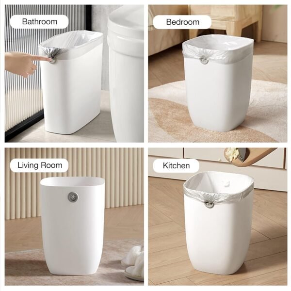 Bathroom Trash Can, Green Trash Can with Trash Liner Holder, Plastic Rectangular Garbage Can for Kitchen, Bedroom, Living Room, Small Modern Indoor Waste Basket, 1.8 Gallons/ 7 Liter, Green - Image 6