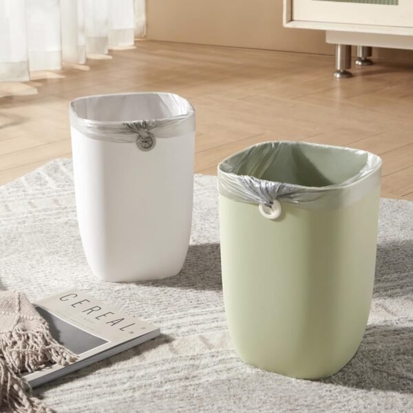 Bathroom Trash Can, Green Trash Can with Trash Liner Holder, Plastic Rectangular Garbage Can for Kitchen, Bedroom, Living Room, Small Modern Indoor Waste Basket, 1.8 Gallons/ 7 Liter, Green - Image 7