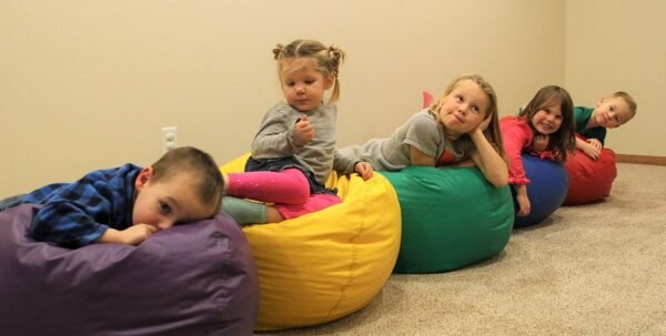 Child Bean Bag Chairs by Better American Products - Kid Sized Baseball Style Vinyl Bean Bag Chairs Perfect for Game Rooms and More (Tan) - Image 3