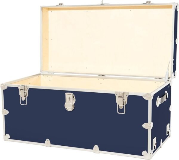 Rhino Trunk & Case Leather Embossed Vinyl XXL Trunk with Removable Wheels, College Chest, Home Storage, Student Footlocker, Strong Trunks, 1000+ Pounds Sitting Capacity 36"x18"x18" (Navy Blue) - Image 2