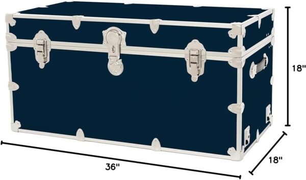 Rhino Trunk & Case Leather Embossed Vinyl XXL Trunk with Removable Wheels, College Chest, Home Storage, Student Footlocker, Strong Trunks, 1000+ Pounds Sitting Capacity 36"x18"x18" (Navy Blue) - Image 10