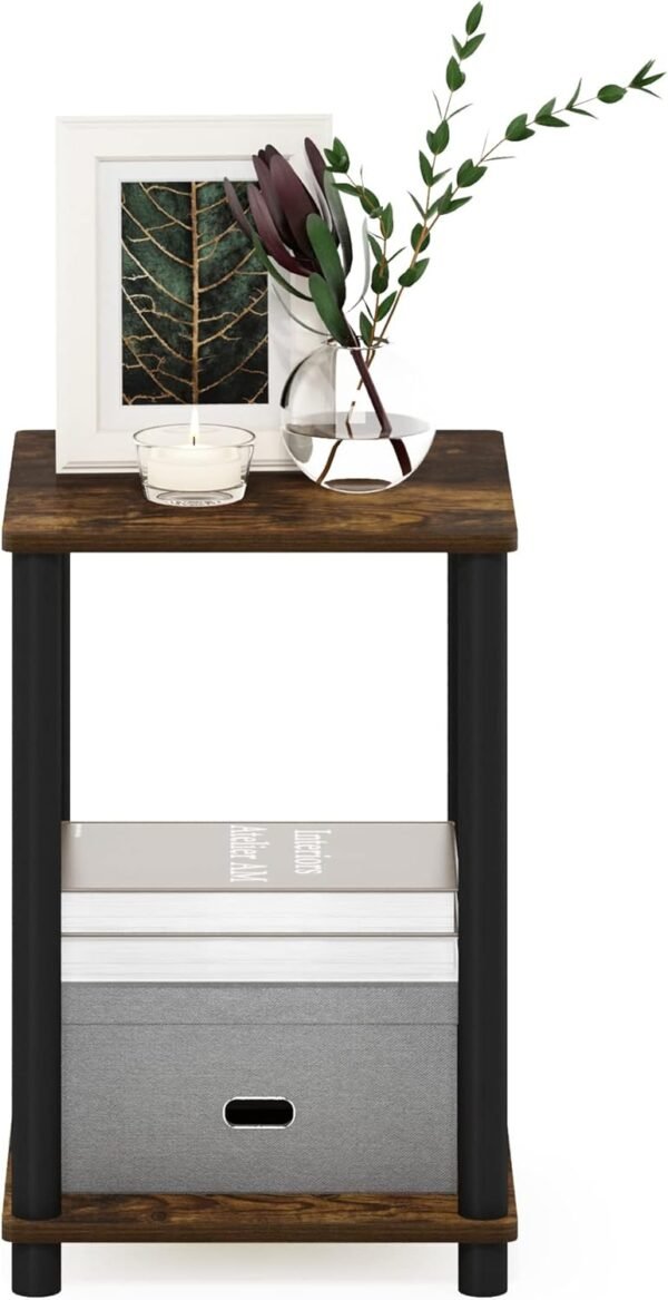 Furinno Turn-N-Tube Haydn End Table, Amber Pine/Black - Image 6