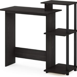 Furinno Efficient Home Laptop Notebook Computer Desk with Square Shelves, Espresso/Black