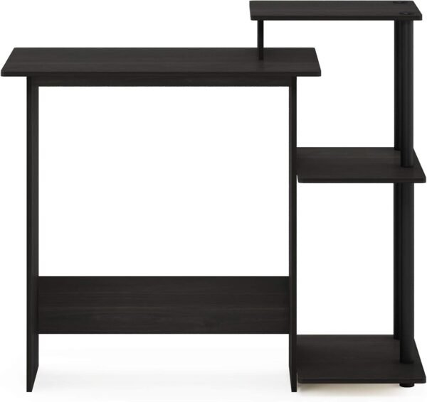 Furinno Efficient Home Laptop Notebook Computer Desk with Square Shelves, Espresso/Black - Image 4