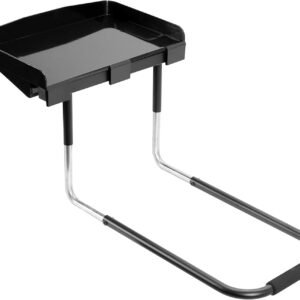 Height Adjustable Under Mattress 17 inch Bedside Shelf, Works with Lofts and Beds Without Frames, Heavy Duty Storage Tray, Fits Laptops, Books, and Drinks, Nightstand Alternative, Black