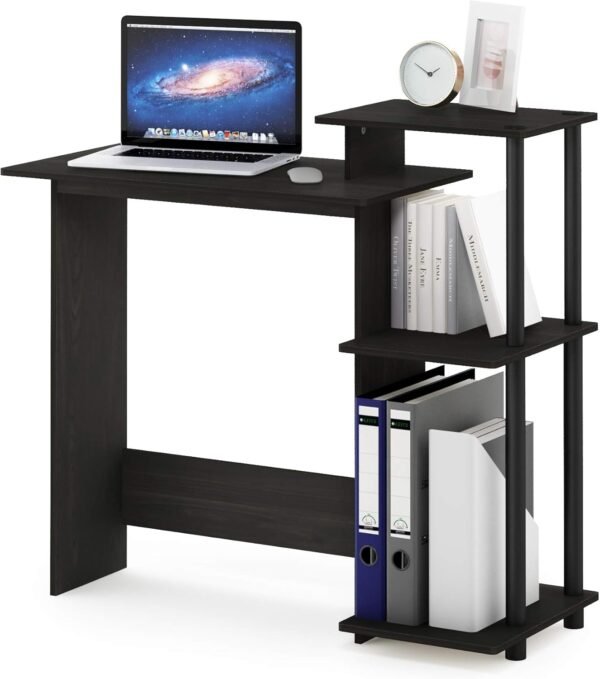 Furinno Efficient Home Laptop Notebook Computer Desk with Square Shelves, Espresso/Black - Image 5