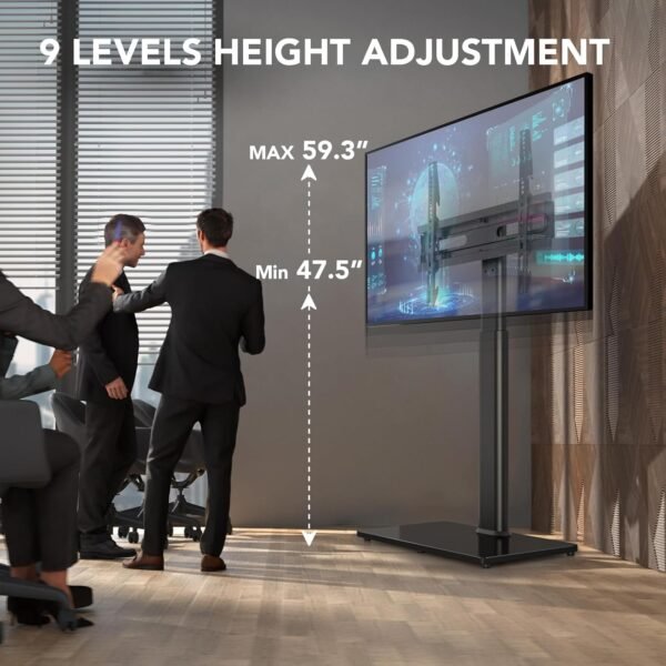 Universal Floor TV Stand with Mount 70 Degree Swivel 9 Level Height Adjustable and Space Saving Design for Most 27 to 65 inch LCD, LED OLED TVs, Perfect for Corner & Bedroom AX1006TB - Image 3