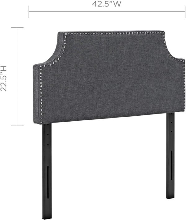 Modway MOD-5390 Laura Linen Upholstered Twin Size Headboard with Nailhead Trim, Gray Fabric - Image 3