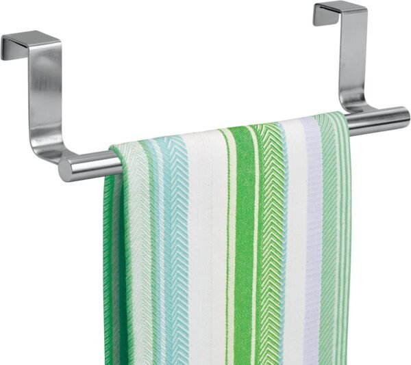 iDesign Forma Metal Over the Cabinet Dish and Hand Towel Bar Holder for Kitchen, Bathroom, 2.5" x 9.25" x 2.5", Polished Stainless Steel