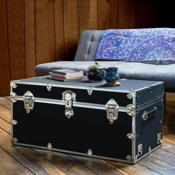 Rhino Trunk & Case Leather Embossed Vinyl XXL Trunk with Removable Wheels, College Chest, Home Storage, Student Footlocker, Strong Trunks, 1000+ Pounds Sitting Capacity 36"x18"x18" (Navy Blue) - Image 6