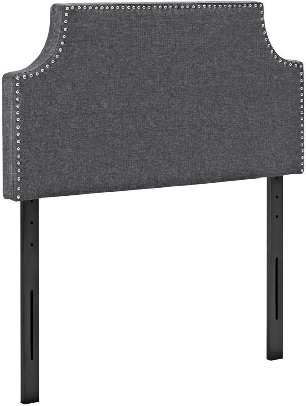 Modway MOD-5390 Laura Linen Upholstered Twin Size Headboard with Nailhead Trim, Gray Fabric - Image 5