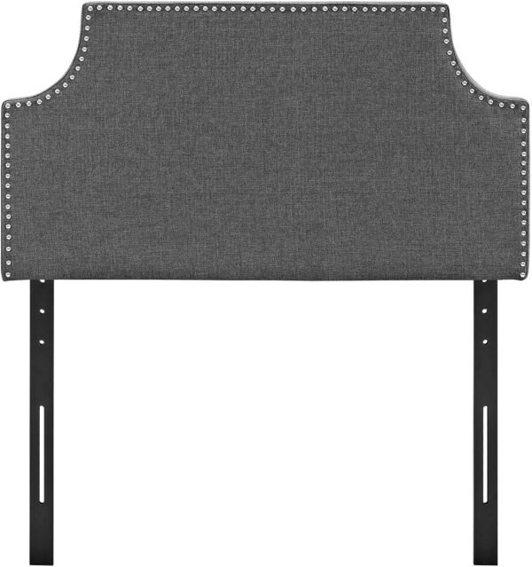 Modway MOD-5390 Laura Linen Upholstered Twin Size Headboard with Nailhead Trim, Gray Fabric - Image 6