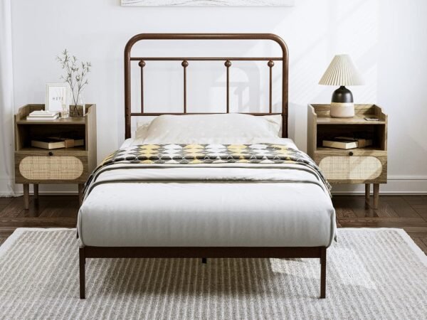 IKIFLY Metal Twin Size Headboard, Adjustable Height, Farmhouse Victorian Style, Easy Assembly, Twin/Twin XL Headboard Only for Bedroom, Brown - Image 2