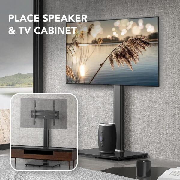 Universal Floor TV Stand with Mount 70 Degree Swivel 9 Level Height Adjustable and Space Saving Design for Most 27 to 65 inch LCD, LED OLED TVs, Perfect for Corner & Bedroom AX1006TB - Image 2