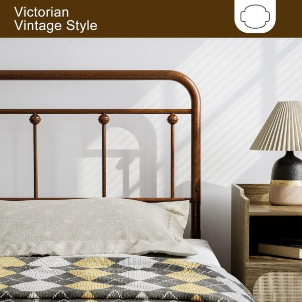 IKIFLY Metal Twin Size Headboard, Adjustable Height, Farmhouse Victorian Style, Easy Assembly, Twin/Twin XL Headboard Only for Bedroom, Brown - Image 8