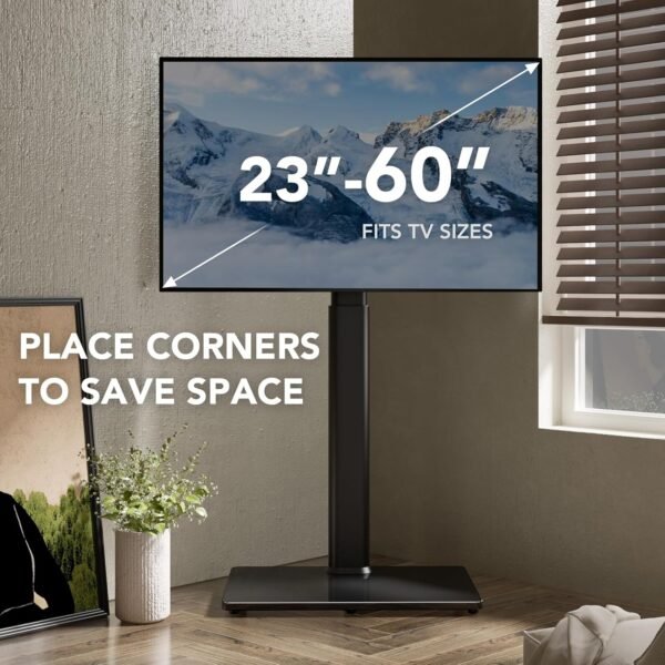 Universal Floor TV Stand with Mount 70 Degree Swivel 9 Level Height Adjustable and Space Saving Design for Most 27 to 65 inch LCD, LED OLED TVs, Perfect for Corner & Bedroom AX1006TB - Image 5
