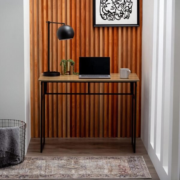 Edenbrook Metal Perfect Computer, Gaming, Office, Small Dorm Room Essentials Folding Desk, Brown, 20 in x 39.5 in x 29.5 in