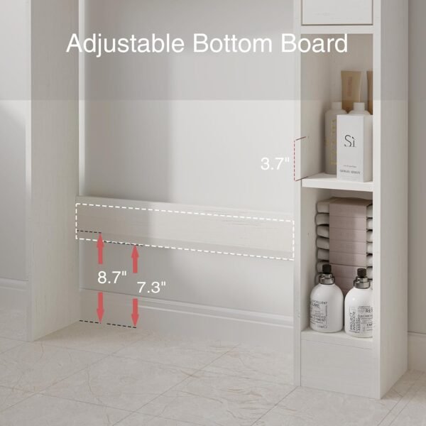 Furnideco Over Toilet Storage Cabinet Bathroom Shelf Organizer Over Toilet Freestanding Space Saver Cabinet with Adjustable Shelves & Double Doors, Antique White - Image 8