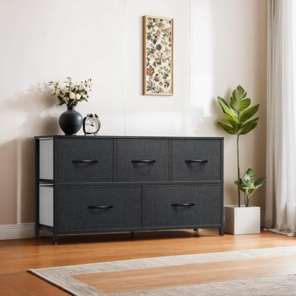 YITAHOME Dresser with 5 Drawers - Fabric Dresser, Organizer Unit for Bedroom, Living Room, Closets - Sturdy Steel Frame, Easy Pull Fabric Bins & Wooden Top - Image 5