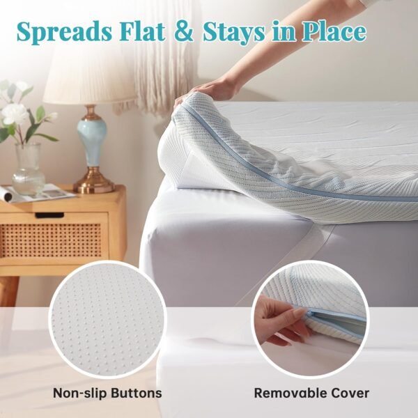 3 Inch Mattress Topper Twin XL, Dual Layer Gel Memory Foam Mattress Pad with Removable Cover, Soft Mattress Topper Twin XL College Dorm - Image 6
