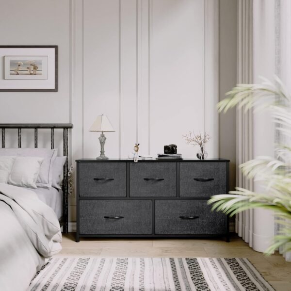YITAHOME Dresser with 5 Drawers - Fabric Dresser, Organizer Unit for Bedroom, Living Room, Closets - Sturdy Steel Frame, Easy Pull Fabric Bins & Wooden Top - Image 4