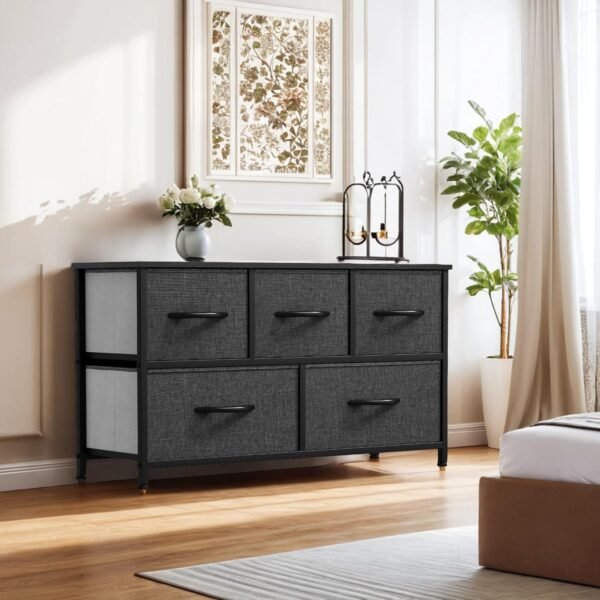 YITAHOME Dresser with 5 Drawers - Fabric Dresser, Organizer Unit for Bedroom, Living Room, Closets - Sturdy Steel Frame, Easy Pull Fabric Bins & Wooden Top - Image 2