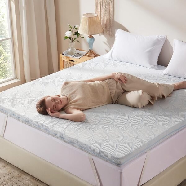 3 Inch Mattress Topper Twin XL, Dual Layer Gel Memory Foam Mattress Pad with Removable Cover, Soft Mattress Topper Twin XL College Dorm - Image 2