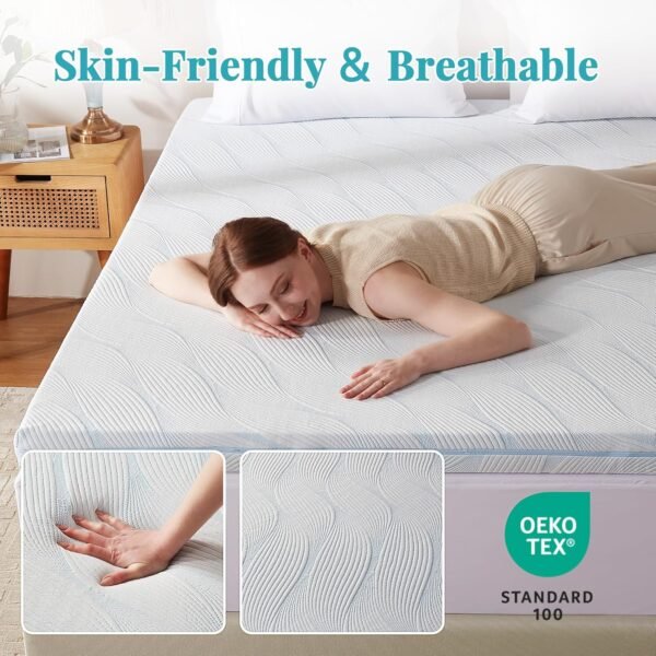 3 Inch Mattress Topper Twin XL, Dual Layer Gel Memory Foam Mattress Pad with Removable Cover, Soft Mattress Topper Twin XL College Dorm - Image 5