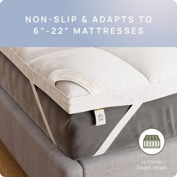 Extra Thick Mattress Topper King for Back Pain & Cloud-Like Sleep, Soft & Plush Mattress Pillow Top Bed Topper for Firm Mattress, Cooling Overfilled 1400GSM Mattress Pad, Fit to 6”-22” Mattress - Image 5