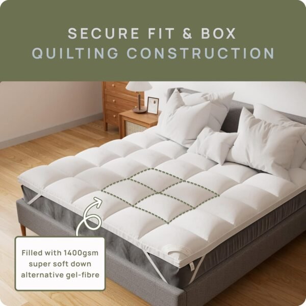Extra Thick Mattress Topper King for Back Pain & Cloud-Like Sleep, Soft & Plush Mattress Pillow Top Bed Topper for Firm Mattress, Cooling Overfilled 1400GSM Mattress Pad, Fit to 6”-22” Mattress - Image 7
