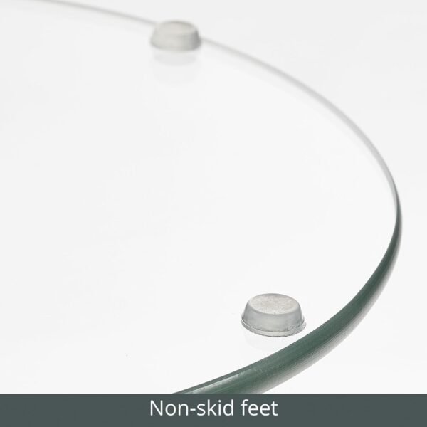 mDesign Glass Top Side/End Drink Table - Tall Modern Round Accent Wood Nightstand Furniture for Living Room, Dorm, Home Office, and Bedroom - 12" Round - Clear/Natural - Image 4