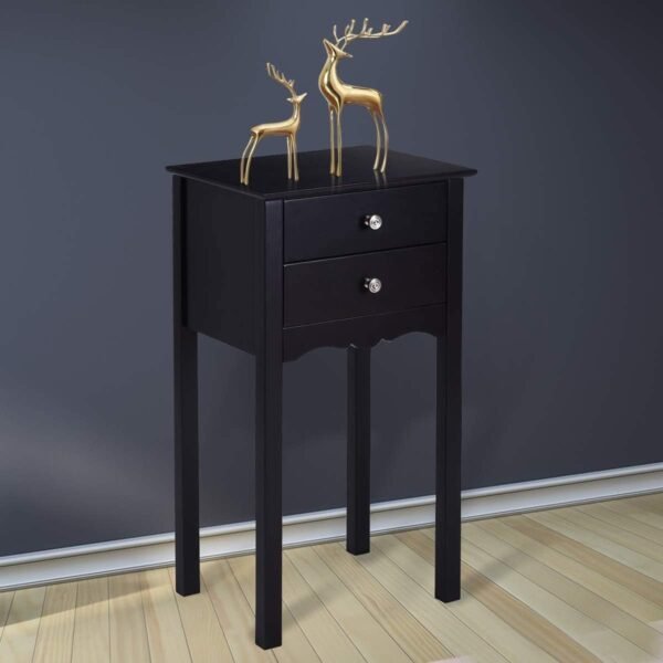 ARLIME Side Table with 2 Drawers, Bedroom Nightstand, Storage Accent Table, Small Tall End Table Beside Sofa, Multi-Purpose Living Room Home Cabinet, 16.0’’ x 13.0’’ x 30.0’’ (Black)