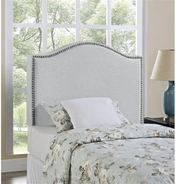 Rosebery Kids Modern Fabric Upholstered Twin Panel Headboard in Sky Gray - Image 2