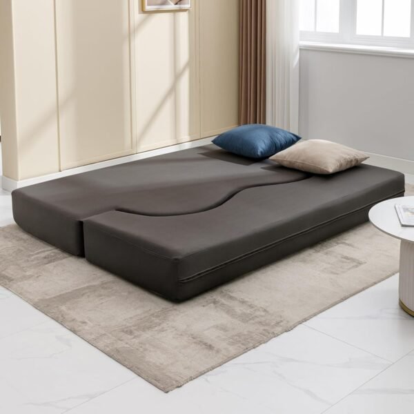 Mjkone Full Size Floding Sofa Bed, Floor Sofa Bed with Memory Foam, Upholstered Convertible Couch Bed, Fold Out Futon Sleeper Couch Bed for Living Room,Guest Room, Washable Cover,Dark Gray - Image 6