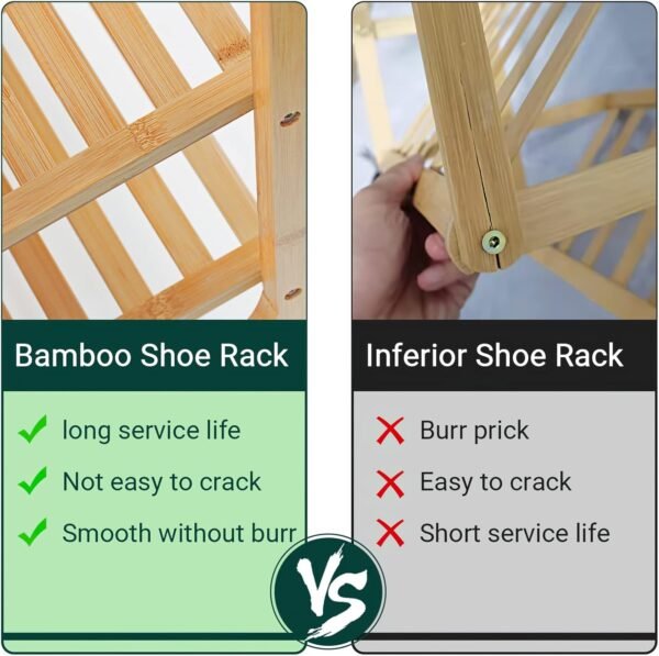JMLHMXC Bamboo Shoe Rack Bench, 34''L*12.5''W*17.5''H Extended Edition 3-Tier Shoe Rack for entryway,Wooden Shoe Shelf Organizer Holds up to 300 lbs Ideal for Hallway Bathroom Living Room Mudroom - Image 6