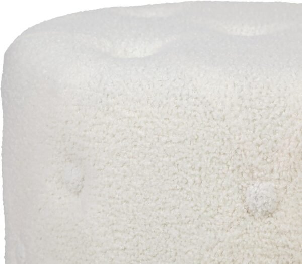 Asense Faux Fur Round Ottoman Button Tufted Upholstered Footrest Extra Seating with Gold Metal Base, White - Image 6