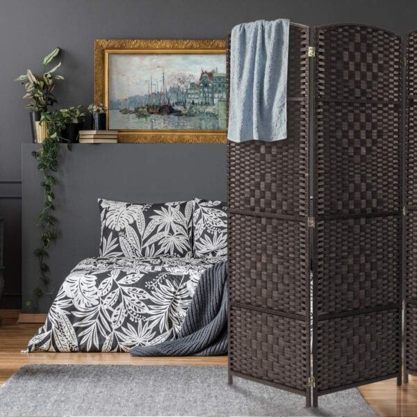 Sorbus 8 Panel Room Divider 6 ft. Tall - Privacy Screen, Extra Wide Double Hinged Panels, Diamond Double-Weaved, Partition Room Dividers and Folding Privacy Screens, Wall Divider for Room Separation - Image 4