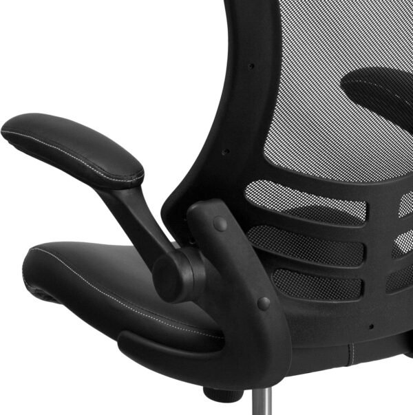 Flash Furniture Kelista Mid-Back Swivel Office Chair with Adjustable Seat Height, Ergonomic Mesh Desk Chair with LeatherSoft Seat, Black - Image 17