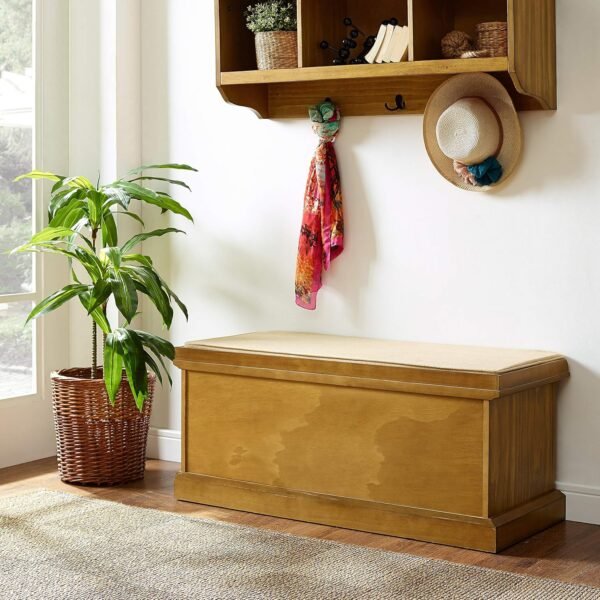 Crosley Furniture Brennan Entryway Storage Bench with Bins and a Shoe Rack Organizer, Natural - Image 9